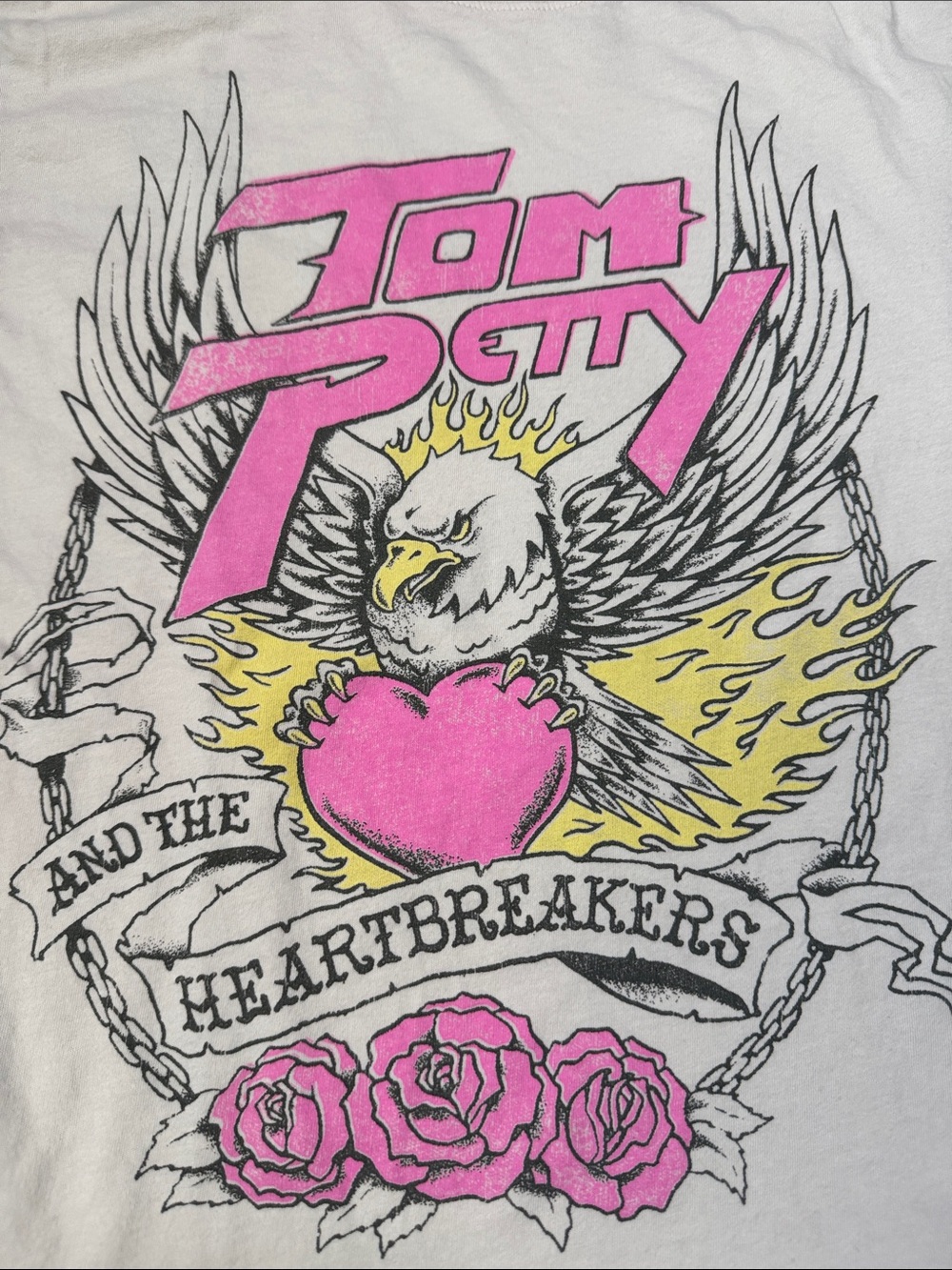 Anthropologie LETluv Tom Petty Graphic Tee in Cream with Pink and Yellow Artwork - Picture 5 of 6